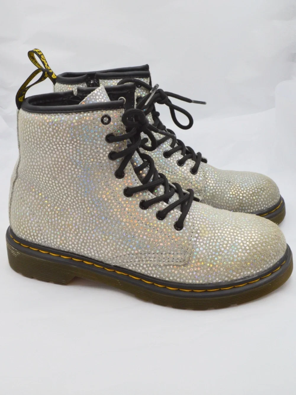 Dr. Martens 1460 Metallic Suede Docs Boots Silver Shimmer Women’s Size 5 - Picture 2 of 10